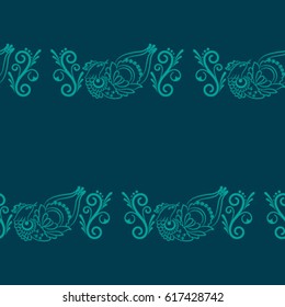 Beautiful colorful rooster. Endless pattern. Background Fantastic Beasts.