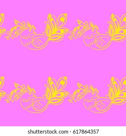 Beautiful colorful rooster. Endless pattern. Background Fantastic Beasts.