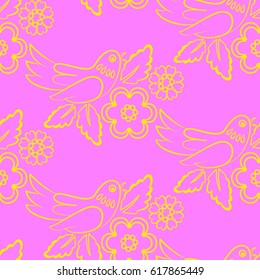 Beautiful colorful rooster. Endless pattern. Background Fantastic Beasts.