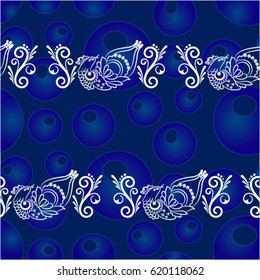Beautiful colorful rooster. Endless pattern. Background Fantastic Beasts.