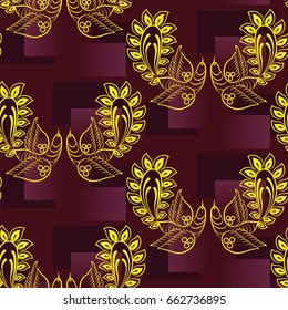 Beautiful colorful rooster. Endless pattern. Background Fantastic Beasts.