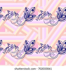 Beautiful colorful rooster. Endless pattern. Background Fantastic Beasts.