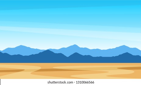 Beautiful colorful scenic landscape of southern United States, Texas with mountains and desert field, Vector travel background for with copy space and description of trip. Simple, stylish, tasteful.