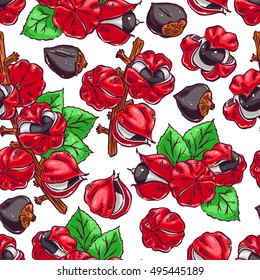 Beautiful colorful seamless background of guarana. hand-drawn illustration