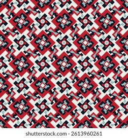 Beautiful colorful seamless pattern. Art forms are grouped and arranged in a specific order. Vector image for print, textile, packaging, interior design and your other projects.
