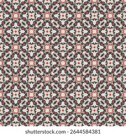 Belo padrão colorido sem costura. As formas de arte são agrupadas e organizadas em uma ordem específica. Imagem vetorial para impressão, têxtil, embalagem, design de interiores e seus outros projetos.
