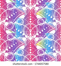 Beautiful colorful seamless pattern with natural ornament. Gilding lotus flowers Background. Template vector illustration of tropical water lily. Fashion decoration in vintage indian style