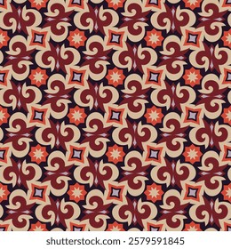 Beautiful colorful seamless pattern. Overlapping art forms, stripes, polygons, segments are grouped and arranged in a certain order. Vector. 