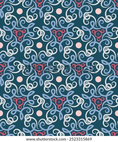 Beautiful colorful seamless pattern. Overlapping art forms, stripes, polygons, segments are grouped and arranged in a certain order. Vector.