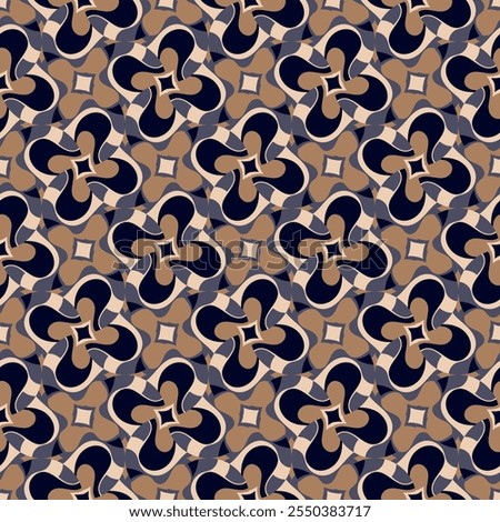 Beautiful colorful seamless pattern. Overlapping art forms, stripes, polygons, segments are grouped and arranged in a certain order. Vector. 