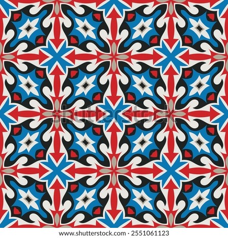 Beautiful colorful seamless pattern. Overlapping art forms, stripes, polygons, segments are grouped and arranged in a certain order. Vector. 