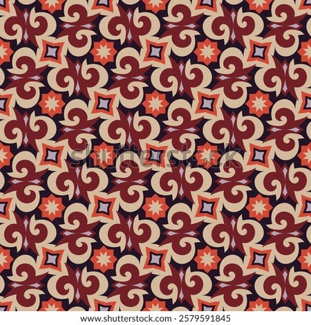 Beautiful colorful seamless pattern. Overlapping art forms, stripes, polygons, segments are grouped and arranged in a certain order. Vector. 