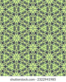 Beautiful colorful seamless pattern in shades of green. Art forms are grouped and arranged in a specific order. Vector image for print, textile, packaging, interior design and your other projects.