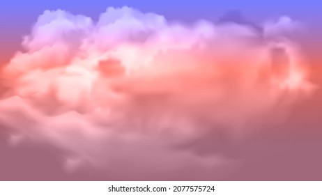 beautiful colorful sky with white cloud, nature vector background.