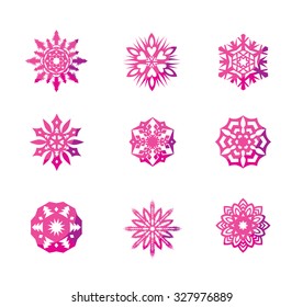 Beautiful colorful snowflake set