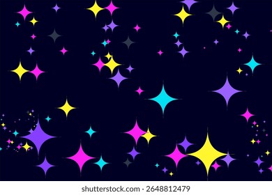 Estrelas coloridas bonitas com o mesmo padrão em um fundo escuro.