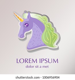 Beautiful colorful sticker of ultra violet unicorn