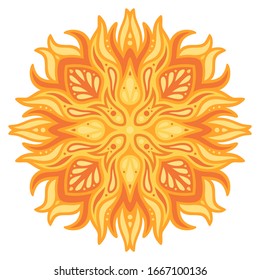 Beautiful colorful sunny illustration with abstract shiny yellow pattern isolated on white background