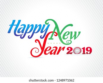 Beautiful colorful text Illustration of Happy new year-2019