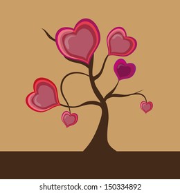 a beautiful colorful tree composed by hearts