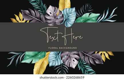 Beautiful colorful tropical leaves watercolor background