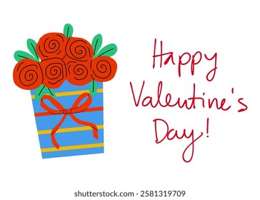 A Beautiful and Colorful Valentines Day Flower Bouquet Illustration for Everyone to Enjoy