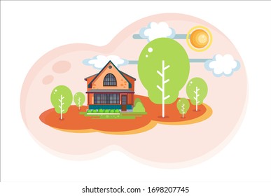 Beautiful and colorful vector house design. Flat design. Modern House