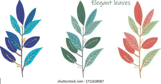 Beautiful colorful vector leaves and branches