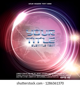 Beautiful colorful vector light effect of neon glow lights and flash. Background with flying design elements.