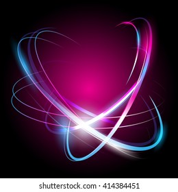 Beautiful colorful vector light effect of neon glow and flash. Background with flying design elements.