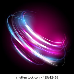 Beautiful colorful vector light effect of neon glow and flash. Background with flying design elements.
