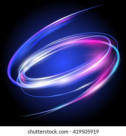 Beautiful colorful vector light effect of neon glow lights and flash. Background with flying design elements.
