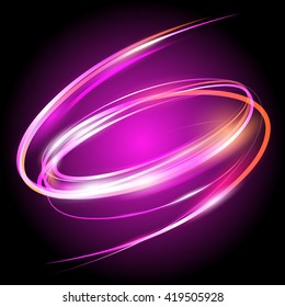 Beautiful colorful vector light effect of neon glow lights and flash. Background with flying design elements.