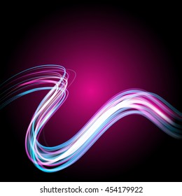 Beautiful colorful vector light effect of neon glow and flash. Background with flying design elements.