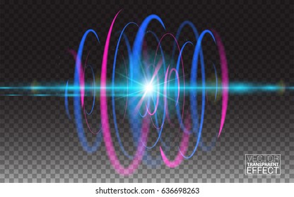 Beautiful colorful vector light effect of neon glow and flash flying. Design Elements Color Modern. Vector Illustration Transparent Background.