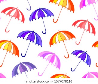 Beautiful colorful vector seamless pattern with multicolored umbrella 