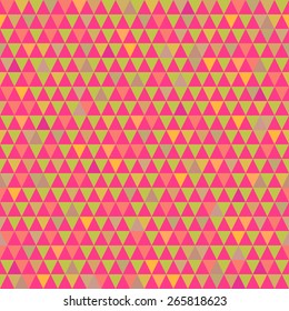 Beautiful colorful vintage geometrical vector seamless pattern background with multicolor triangles. Seamless pattern can be used for wrapping paper, postcards, textile, website background.