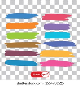 Beautiful colorful watercolor stroke set design vector Free Vector With transparent background