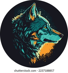 A Beautiful and colorful wolf
