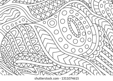 Beautiful coloring book page with abstract linear pattern