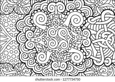 Beautiful coloring book page with rectangle abstract monochrome pattern