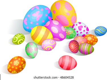 Beautiful coloring Easter eggs on white background