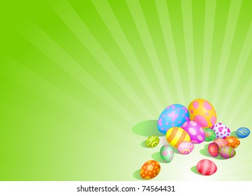Beautiful coloring Easter eggs on radial background