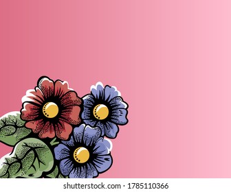 Beautiful Colors of Flower With Dark Red Abstract Flourish Grunge Effect Wallpaper Vector Illustration