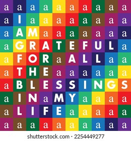 Beautiful Colors, VIBGYOR, Rainbow Color Blocks, I am Grateful for all the Blessings in My Life. Self Affirmation