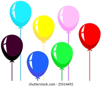 Beautiful colour balloon in the air. Vector illustration.
