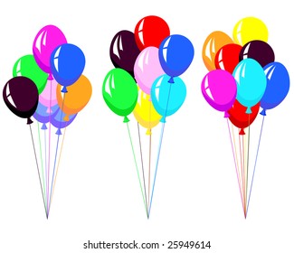 Beautiful colour balloon in the air. Vector illustration.