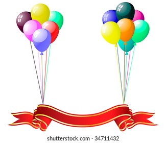Beautiful colour balloons in the air. Vector illustration.
