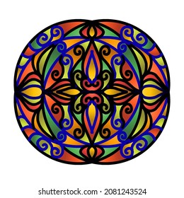 Beautiful colour CIRCLE  design  OF batik ethnic traditional flower floral and leaf 
