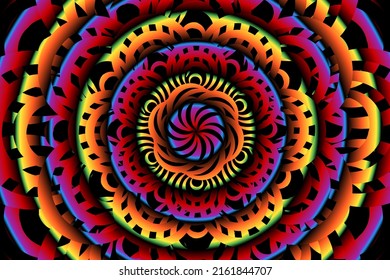 Beautiful colour gradient flower line art pattern wallpaper of indonesian traditional abstract batik  ethnic dayak ornament for commercial  ads